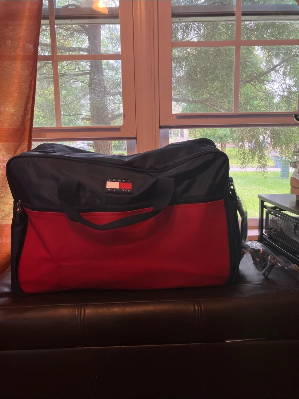 Tommy Hilfiger Navy and Red Duffel Travel Bag